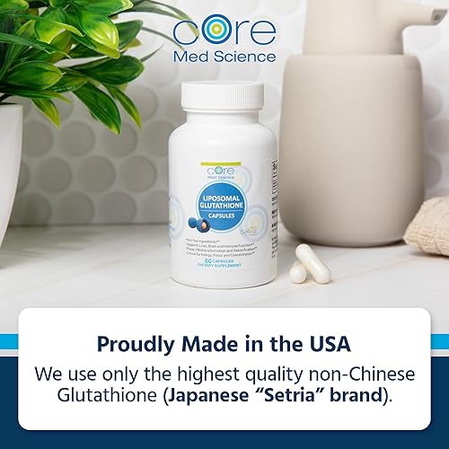 Miniatura 7 de Core Med Science Suplemento de glutatión liposomal (500 mg, 60 cápsulas)  Setria pura reducida con complejo fosfolípido  Suplemento antioxidante