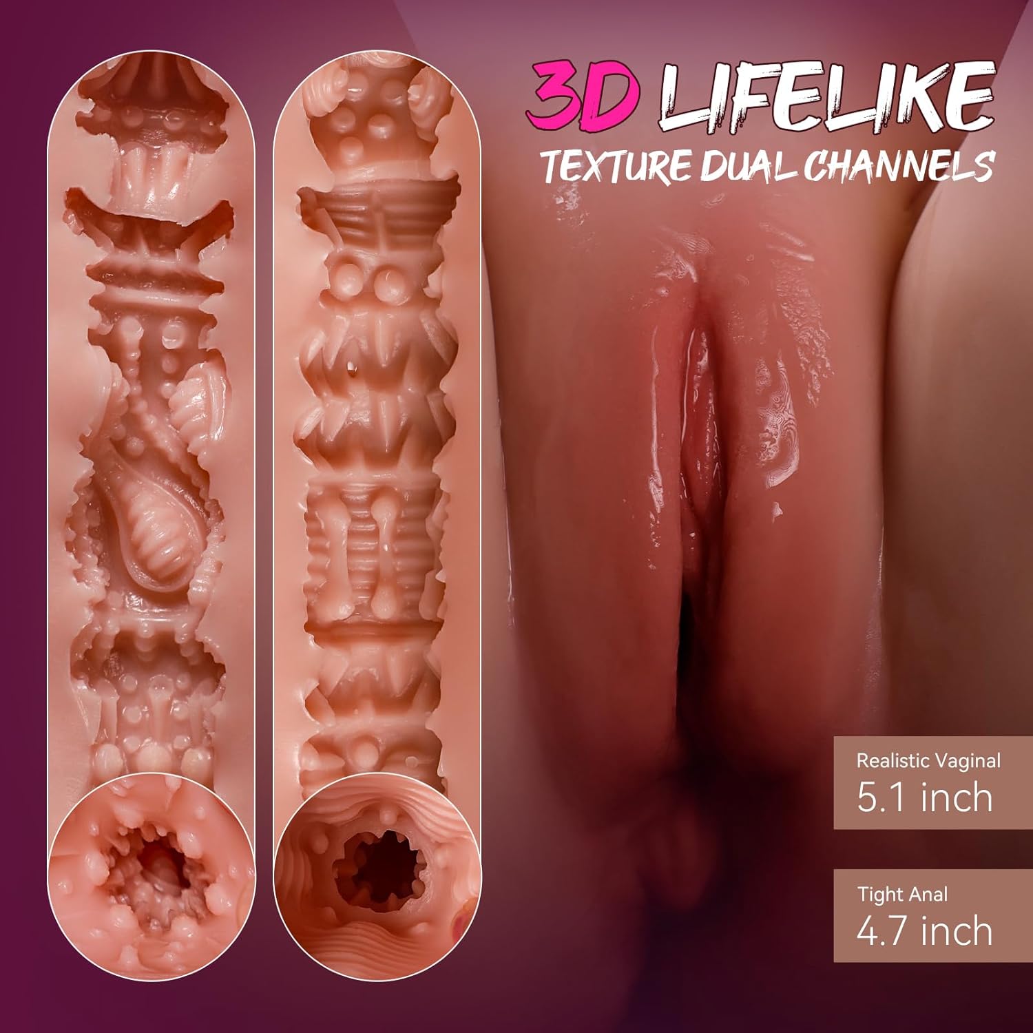 45LB Life Size Sex Doll with Flexible Torso, Realistic Skin Texture 3 in 1 Full Size Sex Dolls J-cup Big Breasts Plump Hip Tight Vagina Ass, TPE Dual-Channel Adult Sex Toy for Male Include Storage Bag