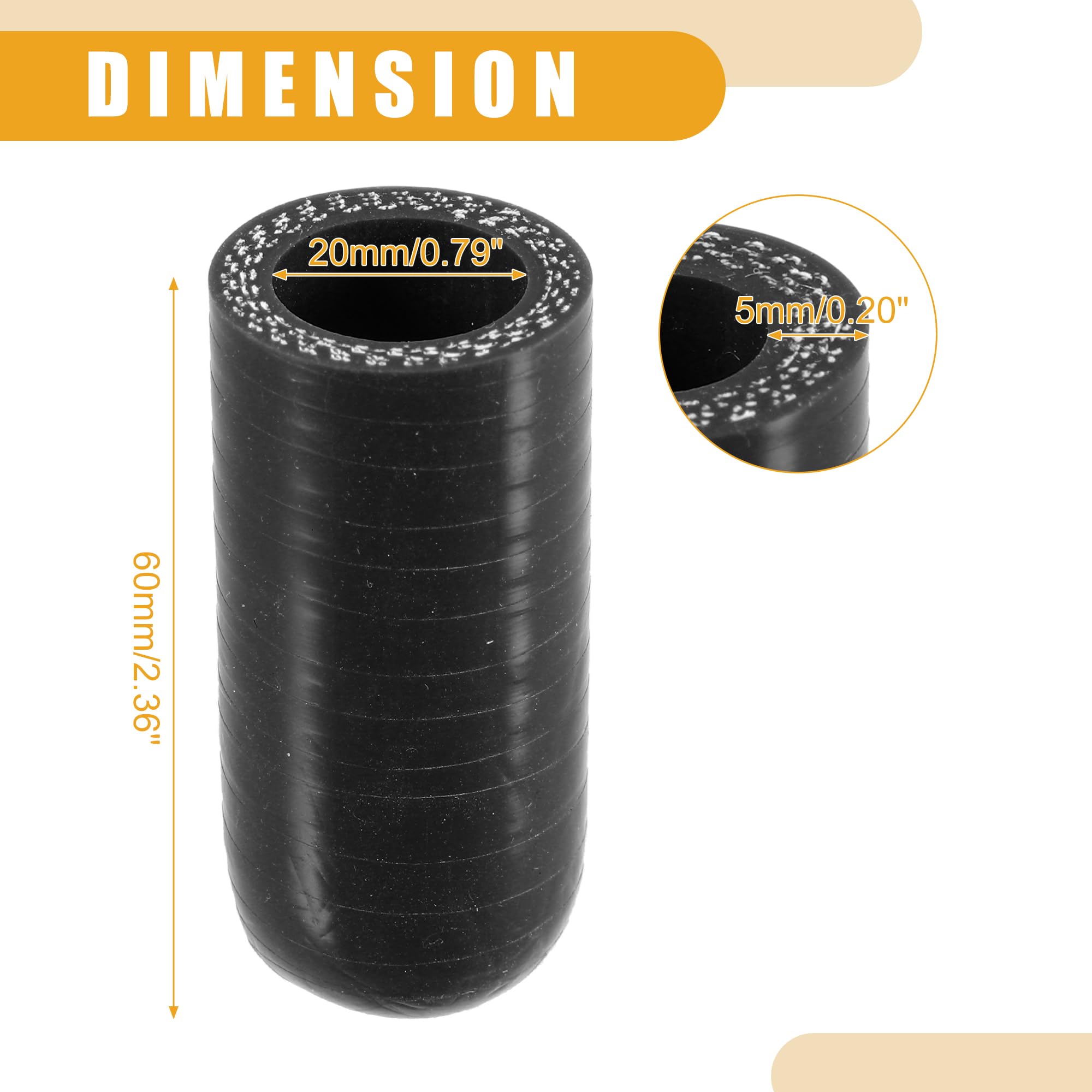 A ABSOPRO Tubo Tappo In Silicone Nero 1 Pezzo Per Auto | Spessore Parete 5mm, Lunghezza 60mm, Temperatura -65°F A +350°F, 3 Strati Di Poliestere, Per Refrigerante, Acqua, Aria