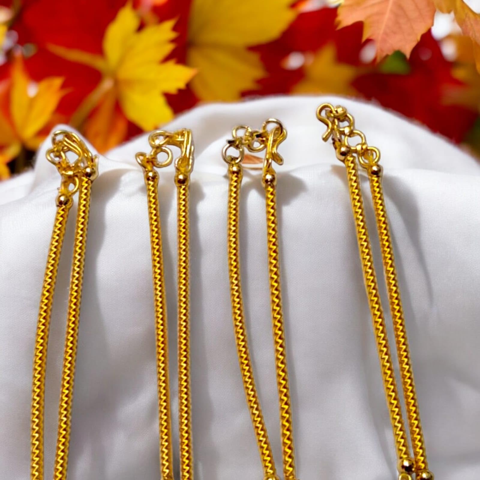 SHARALLE Gold-Tone Metal Chain Necklace Back with Hooks, Jewelry Making Supply, Back Chain for pendent, Charms and Quilling jewelery - Pack of 4 Set-image-4