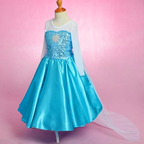 Vista 2 de Lito Angels - Disfraces de princesa para niña, vestido de la reina de las nieves, para disfrazarse, Halloween, Navidad, disfraz con accesorios.