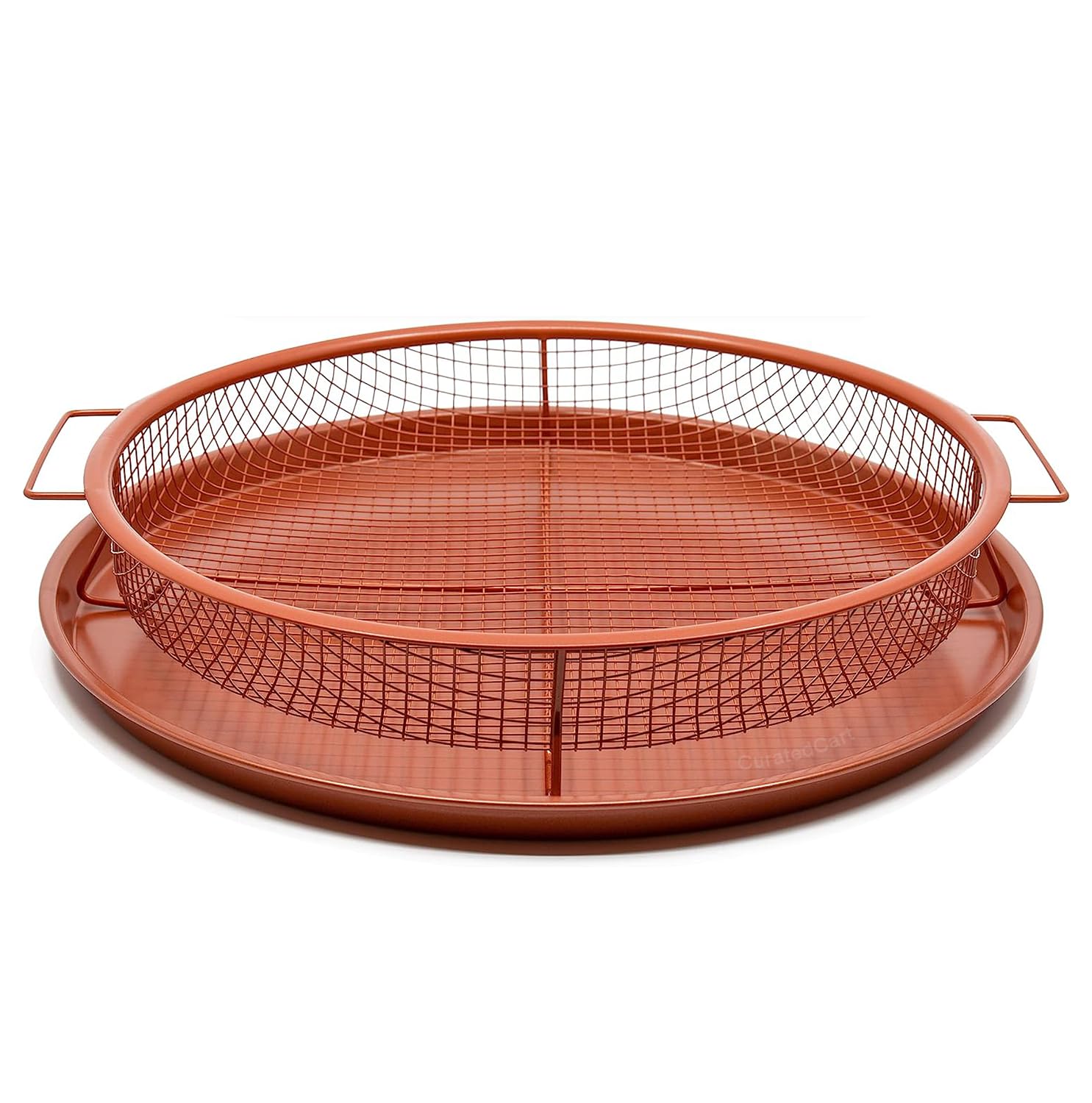 CURATED CART Premium Steel Crisper Tray Set - Achieve Crispy, Oil-Free Delights in Your Oven! Includes Non-Stick Grill Basket and Baking Pan for Perfectly Golden Results (9.5 inch) (B0CCNQ6XJZ) Amazon Price History, Amazon Price Tracker