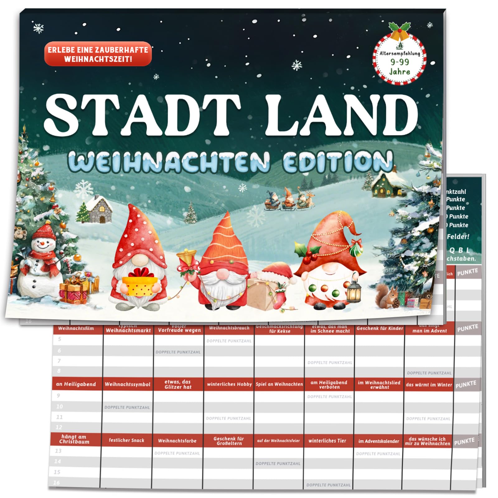 Stadt Land Christmas Spiel, Lustige Wichtelgeschenke für Frauen Männer Mädchen Junge , Schrottwichteln Geschenke Kollegen, Weihnachten Wichtel Geschenke Erwachsene, Weihnachtsfeier, Weihnachtsspiele