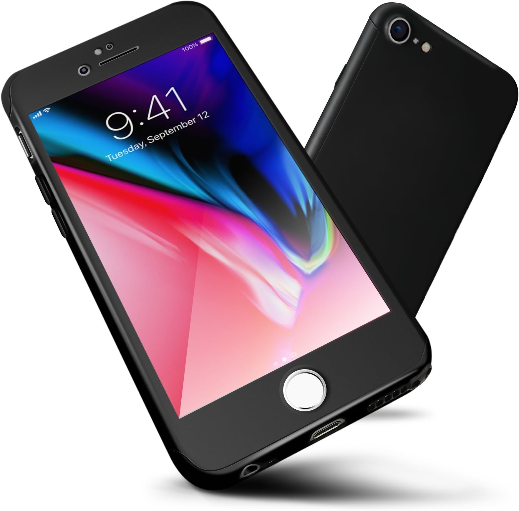 ORETECH Designed for iPhone 6s Case,ORETECH iPhone 6/6s Case Full Body Hard PC Case with[2 x Tempered Glass Screen Protector] Ultra Thin Lightweight Anti Scratch Case for iPhone 6 Case-4.7"-Black