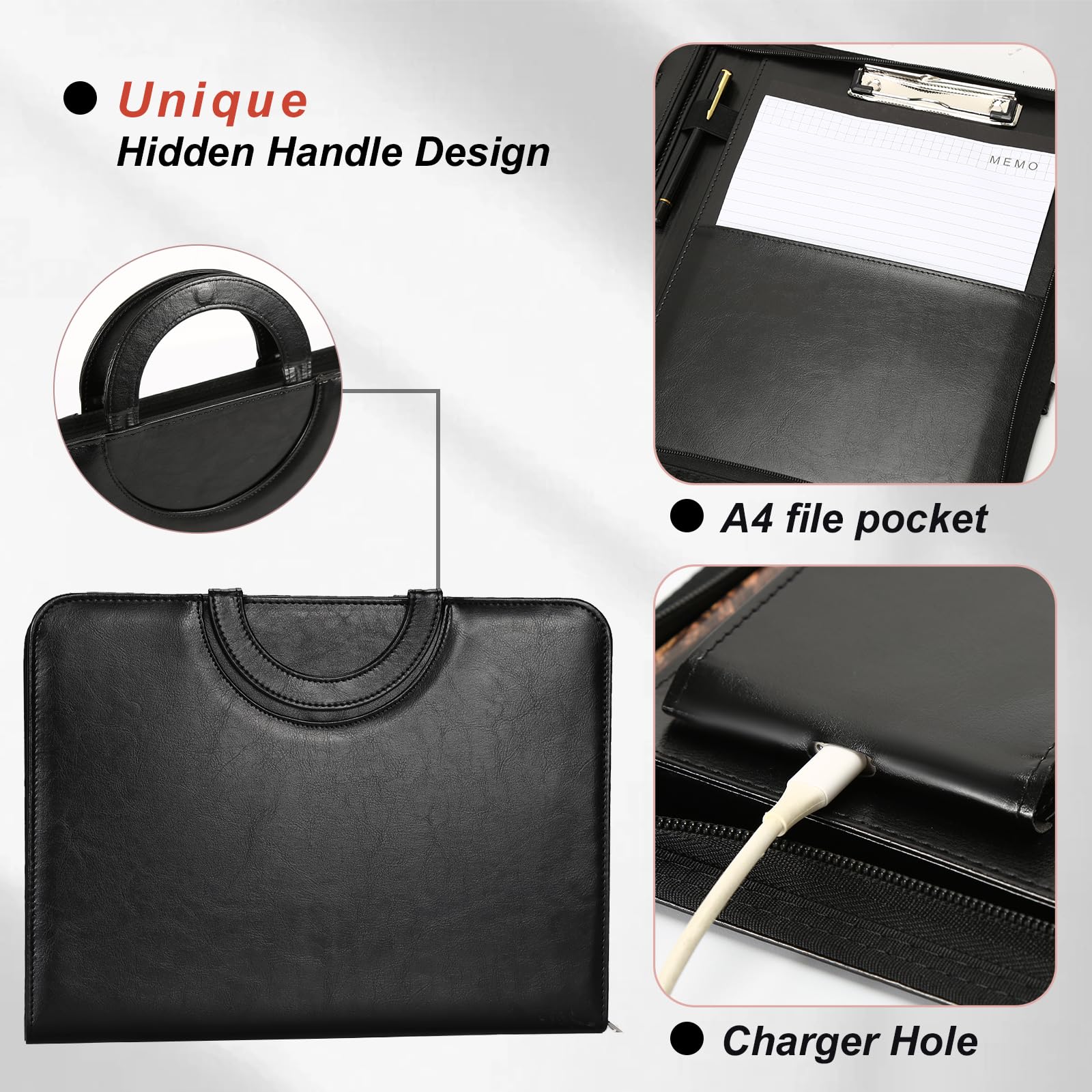 Porte Documents A4 En Cuir PU Étanche Avec Bouton Métallique , Pochette Élégante Et Résistante, Capacité 100 Feuilles, Porte-Vue Grand Format Pour Bureau, Documents Administratifs Et Livret De Voiture