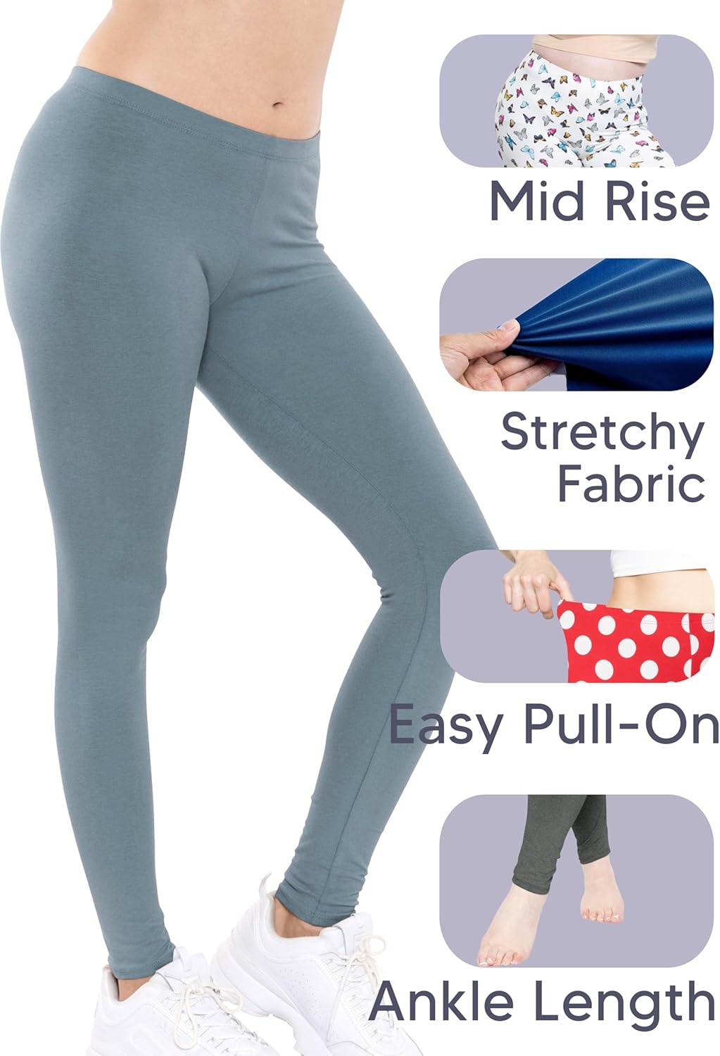 STRETCH IS COMFORT Women's Ultra Buttery Smooth Cotton Leggings | Small to 5X - Image 4