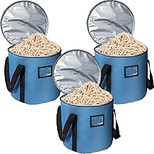 Clysee 3 Pcs 20lbs Fuel Pellet Storage Bag - Stay Dry Pellet Bin with Anti Shock Cotton Layer(Dark Blue and Black)