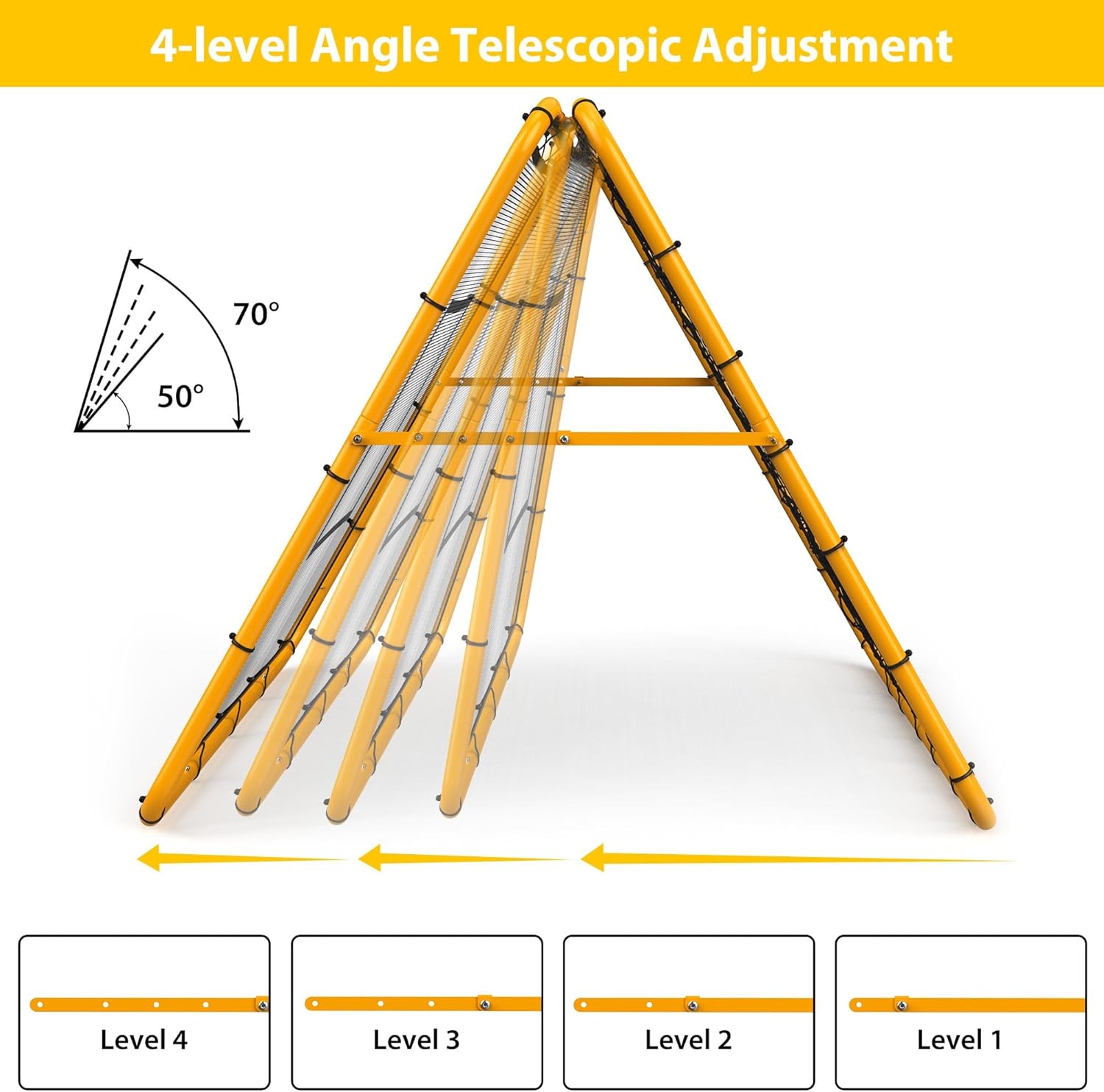 Adjustable 4x4 ft Multi-Sport Rebounder Net – Dual Training Net for Soccer, Baseball & Softball, Portable and Foldable for All Skill Levels