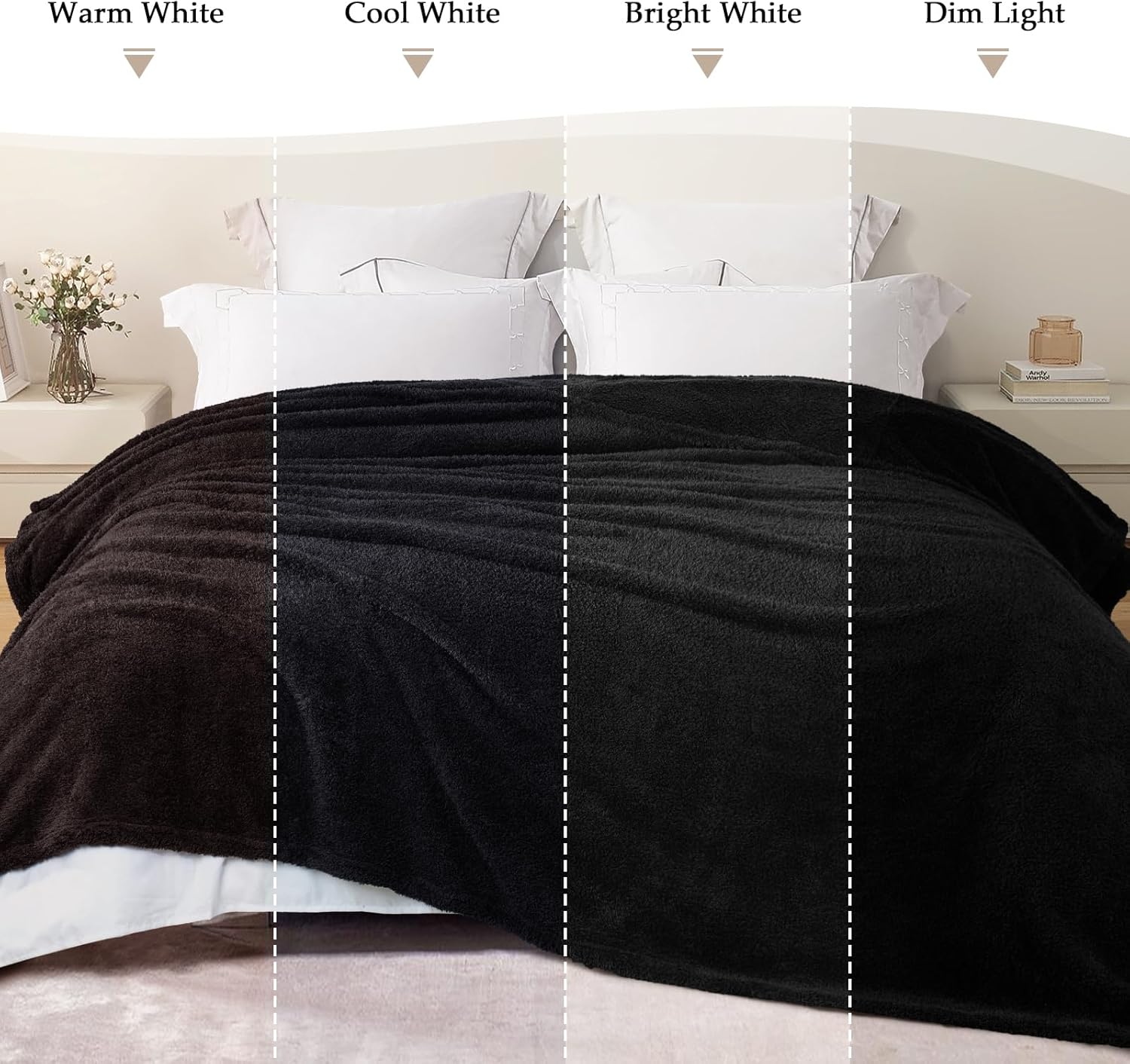 Exclusivo Mezcla Fleece King Size Bed Blanket, Ultra Soft, Lightweight and Fuzzy Black Blanket for Women, Home Decor, 90x104 Inches - Image 2