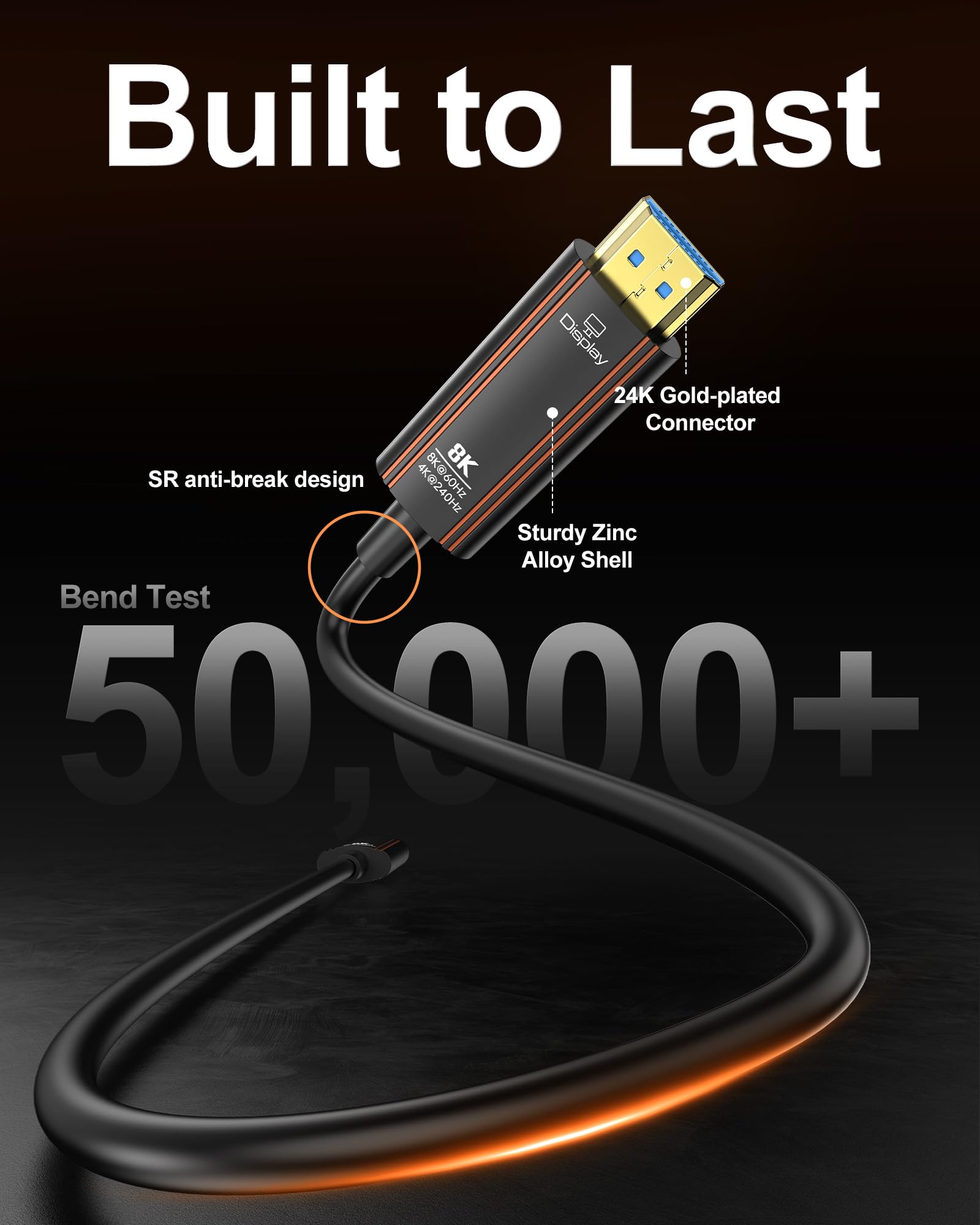 Cavo HDMI in fibra ottica da 0,9 m, cavo HDMI 2.1 lungo 8 K, 48 Gbps, supporto ad alta velocità 8K a 60 Hz, 4K a 240 Hz, HDR/eARC/HDCP 2.2 e 2.3/3D, compatibile con PS5, PS4, Xbox, HDTV