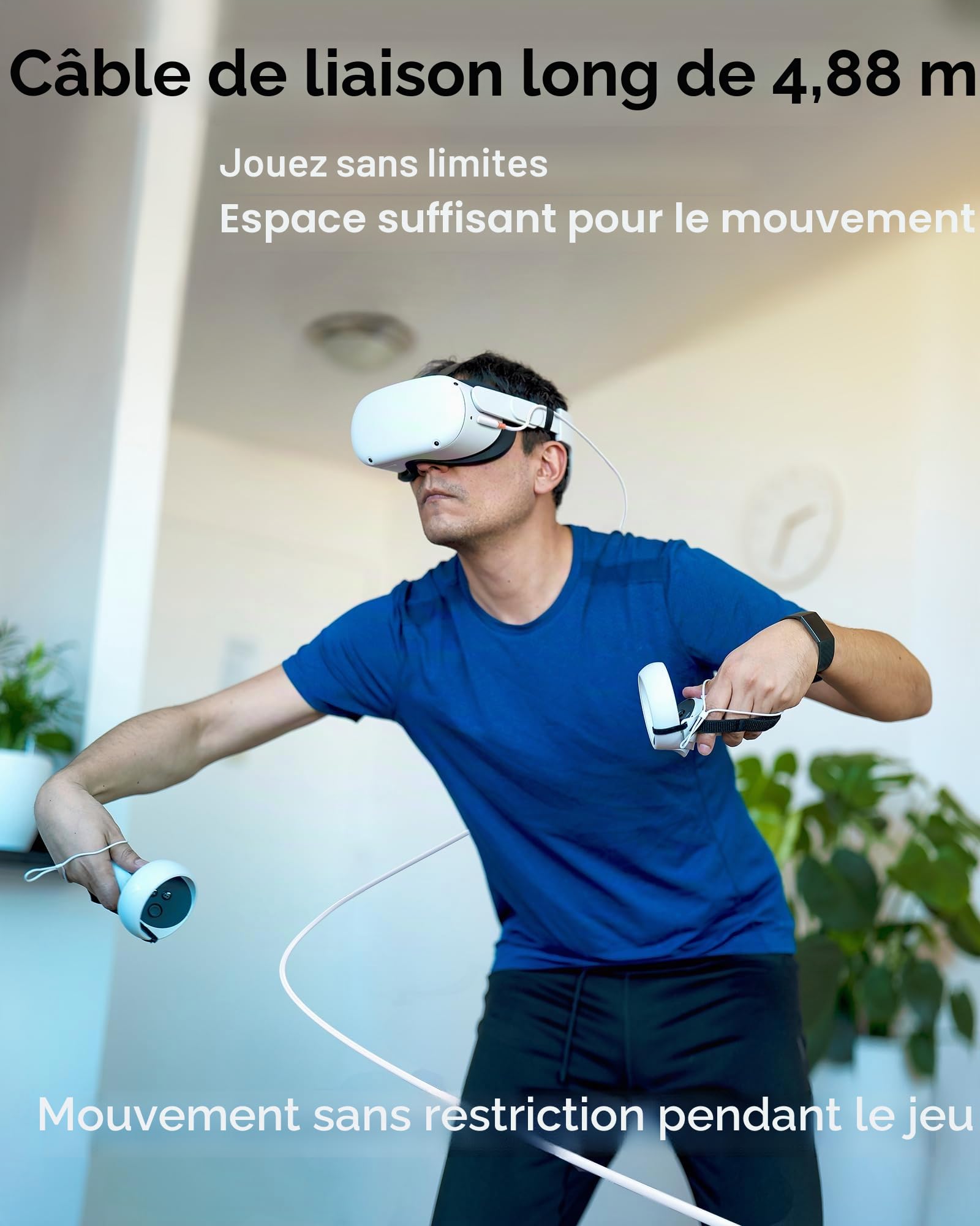 TRANSNOVO Câble Link USB 3.2 A vers C, 5M Compatible avec Meta Quest 3/2/Pico 4 et PC/Steam VR Accessoire, 5Gbps Haute Vitesse de Transmission de Données pour Casques de Réalité Virtuelle（Orange）