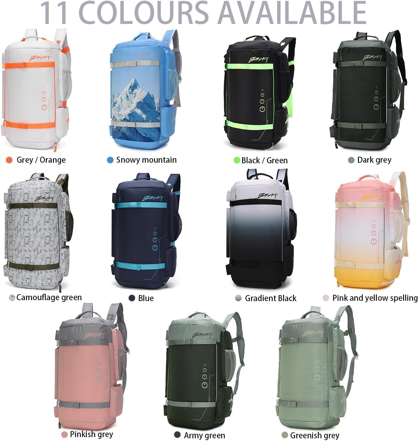 BESMART 2 in 1 Convertible Gym Duffel Bags with Shoes Compartment - 40L Waterproof Extra Large Workout Backpack for Gym Men, Heavy Duty Sports Duffle Backpacks for Travel, Hiking, Camping, Carry On - Image 9