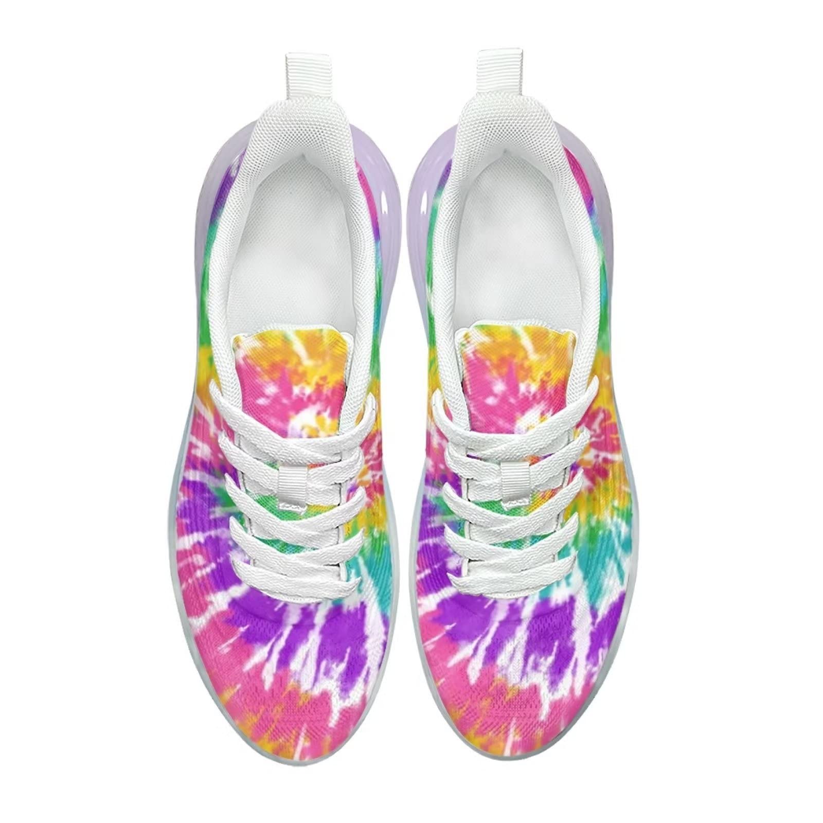 chaqlin Scarpe da ginnastica arcobaleno con cuscino d'aria per donne e ragazze, scarpe da corsa sportive in maglia leggera