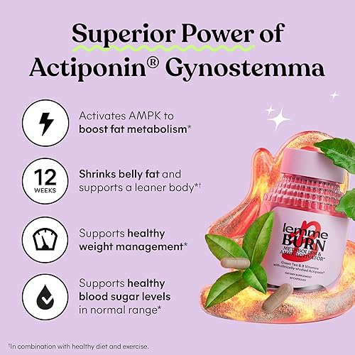 Miniatura 9 de Lemme Burn - Metabolismo, quema de grasa del vientre + suplemento activador AMPK para hombres y mujeres con actiponina gynostemma clínicamente