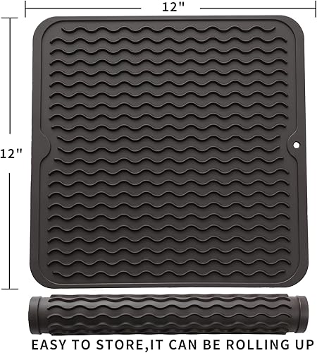 Miniatura 250 de Tapete de silicona para secado de platos para múltiples usos, fácil de limpiar, ecológico, resistente al calor, tapete de silicona para encimera