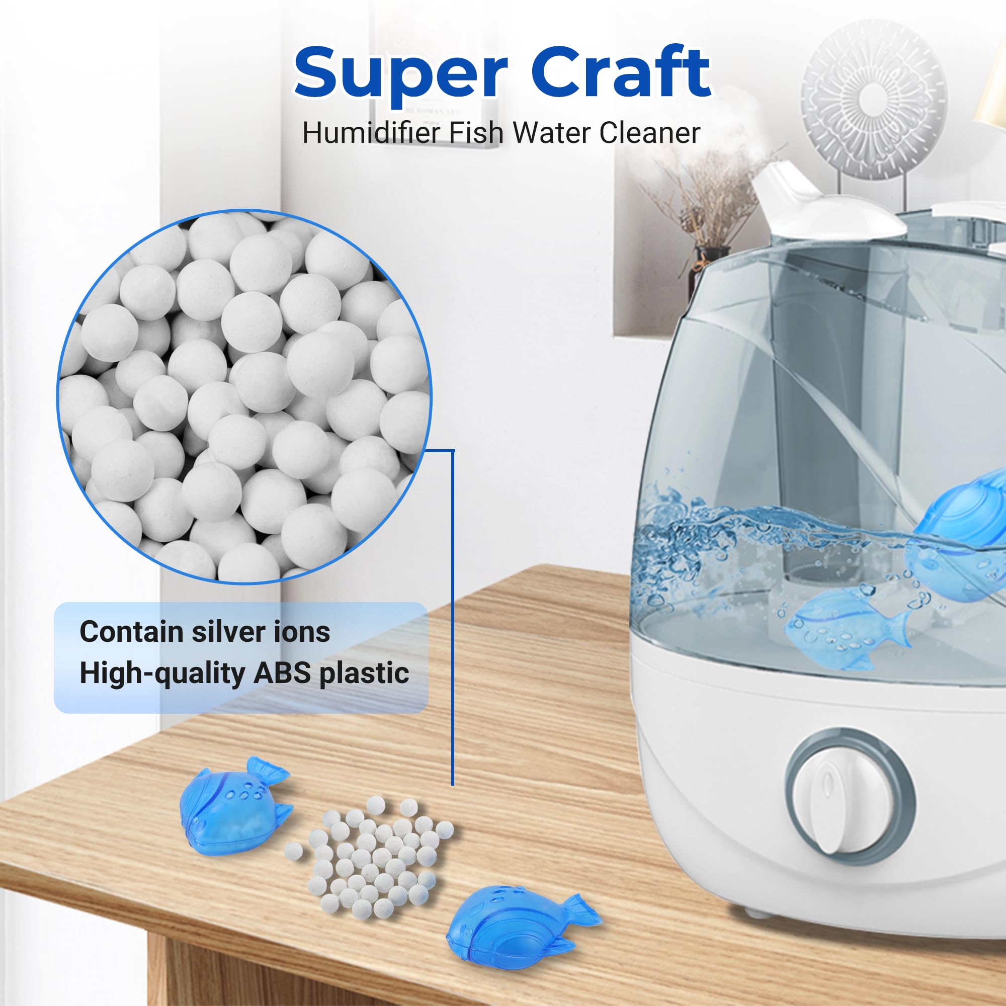 Lot de 6 humidificateurs de nettoyage pour poissons compatibles avec humidificateurs et aquariums - Bleu