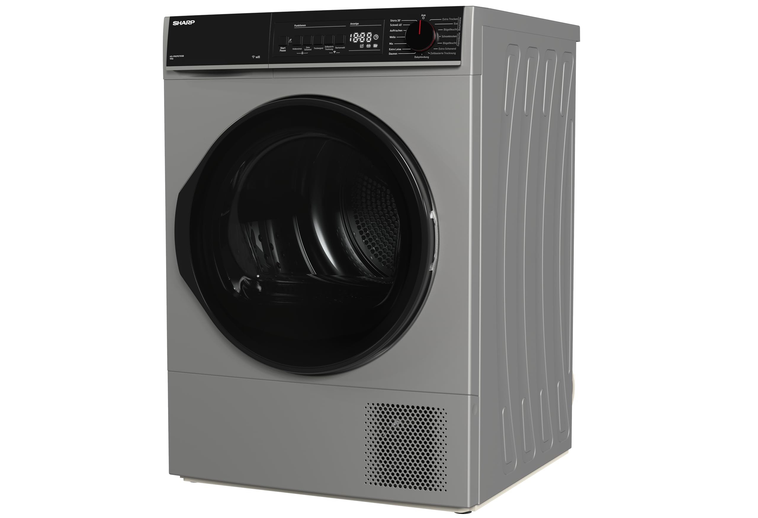 Sharp KD-PRO9S7GSB-DE Wäschetrockner 9kg B WiFi 15 Trockenprogramme Silber
