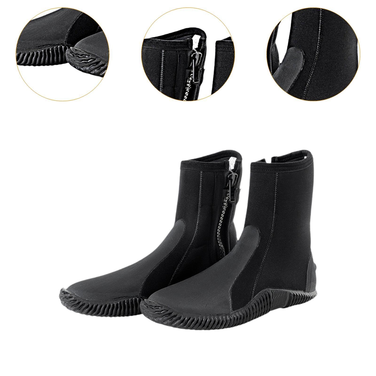 Botas de Buceo de Neopreno de 5 Mm con Cremallera Lateral, Botas de Buceo para Wakeboard, Playa, Hombre