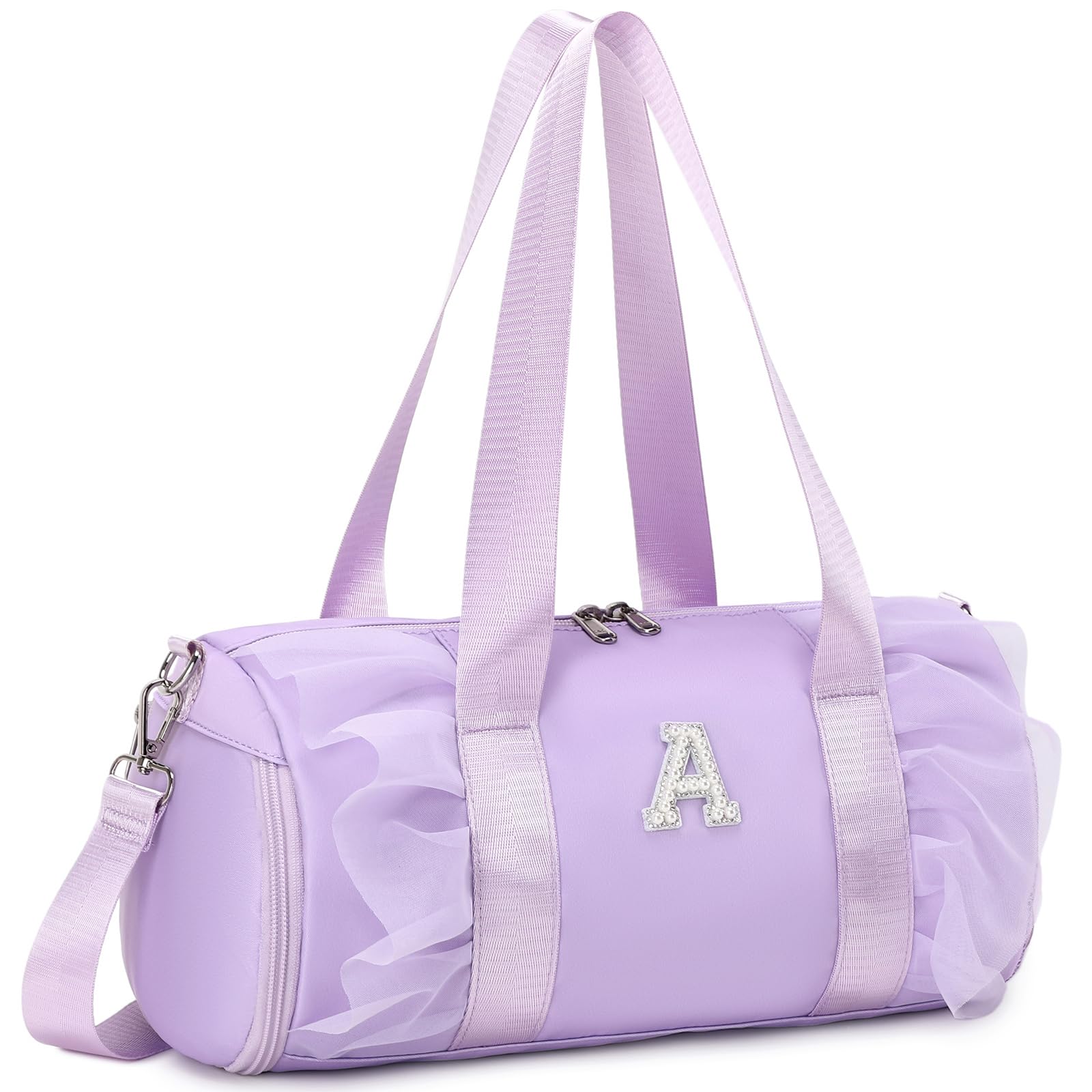 Personalized Dance Ballet Bag for Girls 4-6 Small Sports Gym Bags for Little Girls Toddler Ballerina Travel Duffle with Shoes Compartment - Purple A