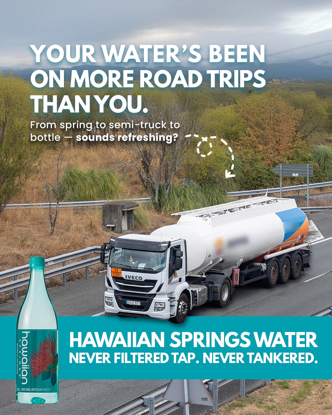 Hawaiian Springs- Natural Artesian Bottled Water | Volcanic Enhanced Alkaline Electrolytes | Sourced On Big Island, Hawaii | 500mL (Pack of 24)