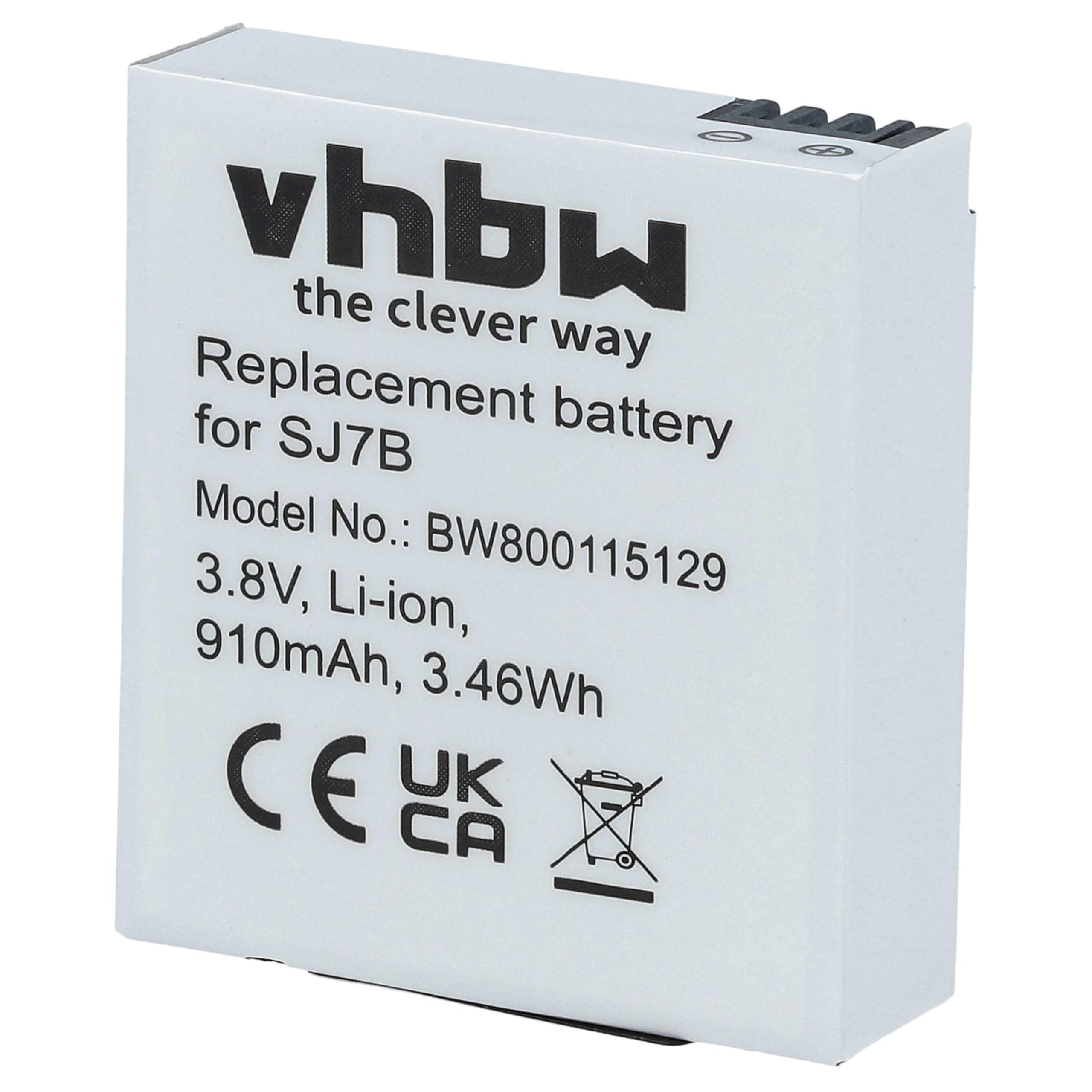 vhbw 2x batteria compatibile con Sjcam SJ7 Star videocamera camcorder (910mAh, 3,8V, Li-Ion)