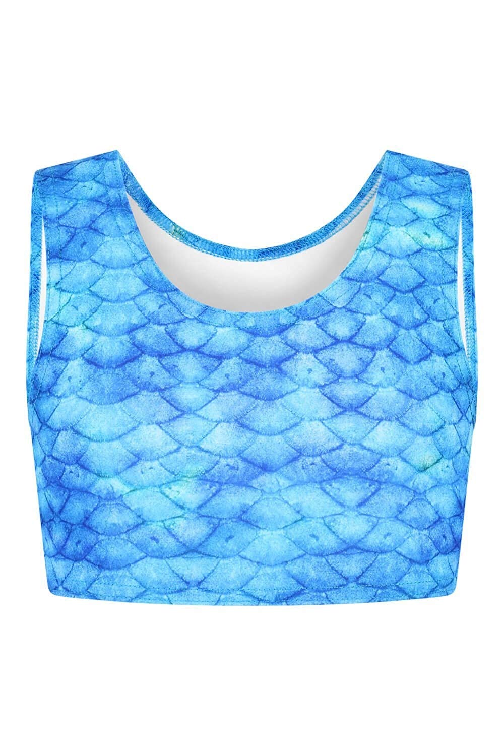 Planet Mermaid Blue Frozen Aqua Mermaid Crop Top - Matching Mermaid Tail Available (4-5 Years)