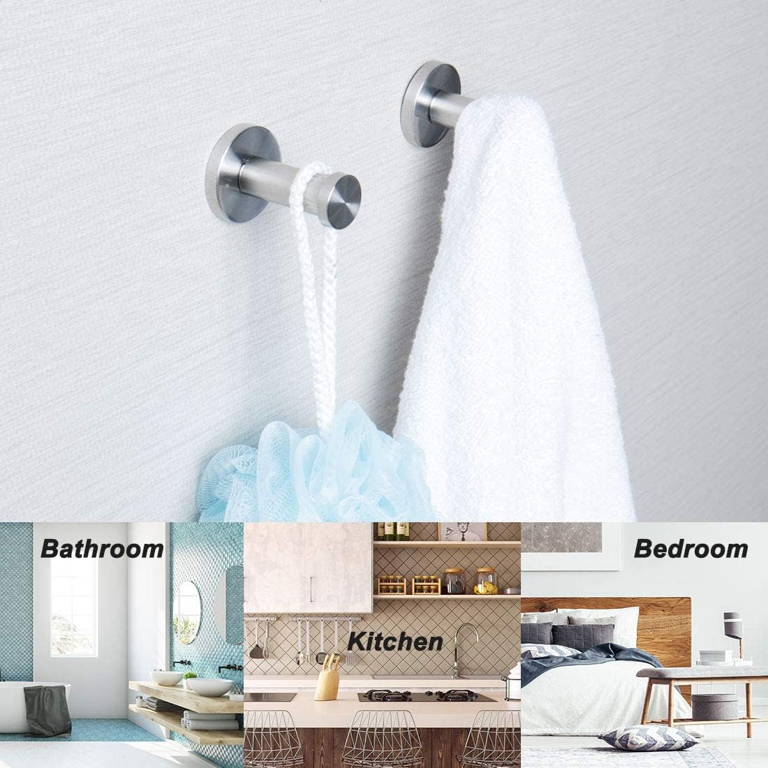 Ganchos Adhesivos De Acero Inoxidable (plateados), Paquete De 4, Para