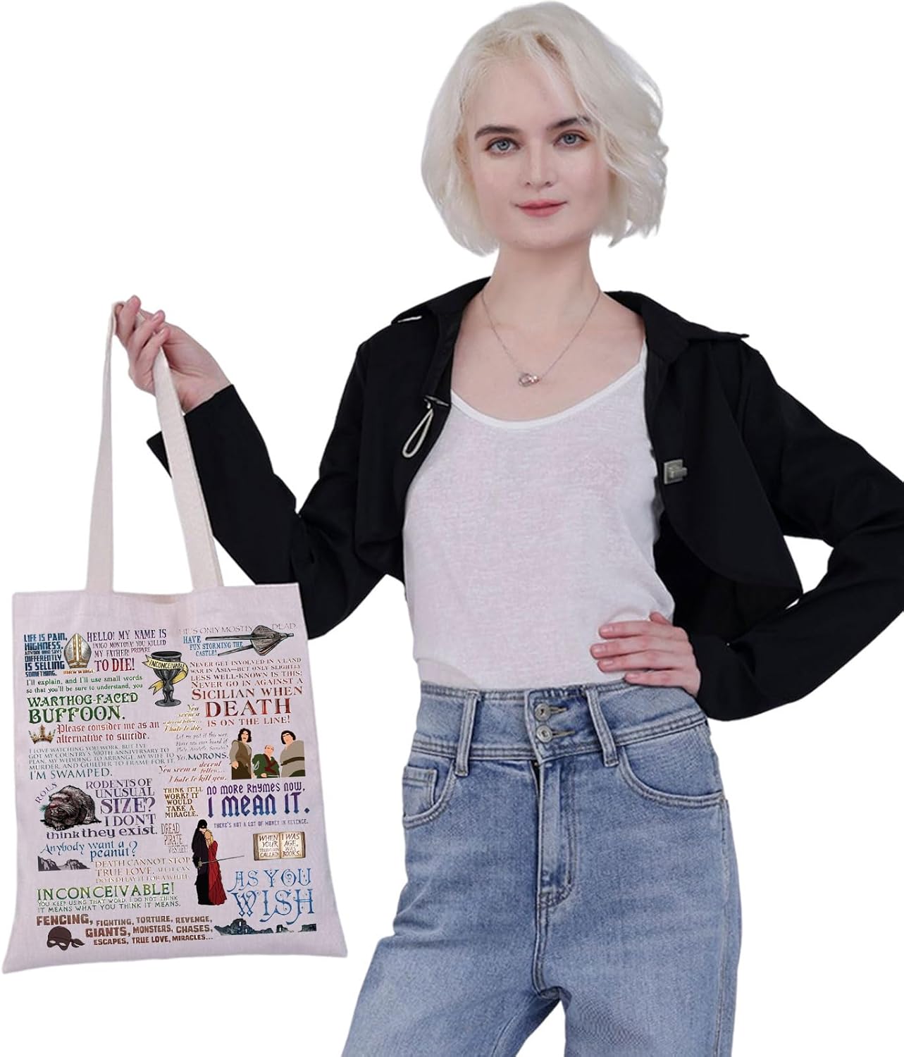 G2TUP Princess Buttercup Tote Bag Westley Fans Gift As you Wish Shoulder Bag Prince Humperdinck & Inigo Montoya Fans Gift - Image 6