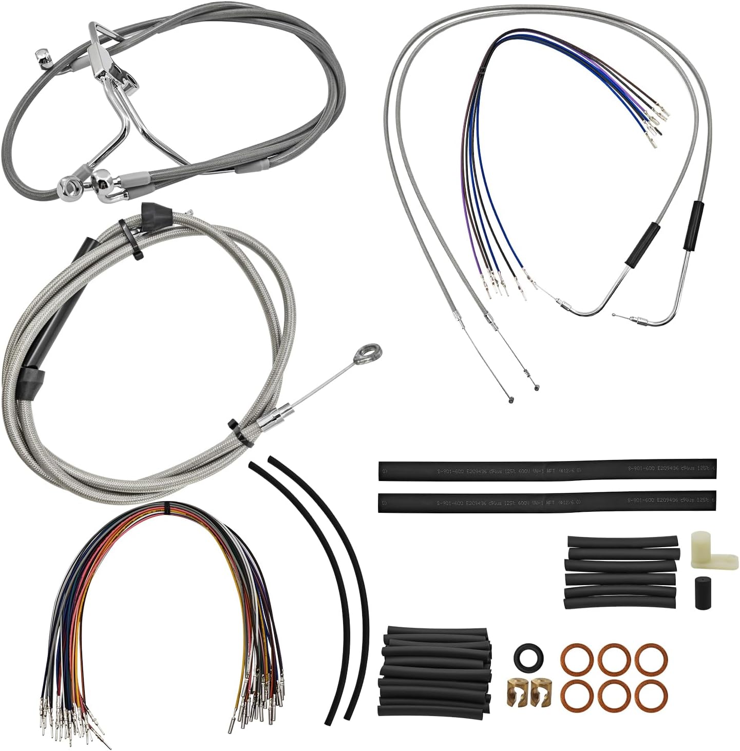 Braided Handlebar Cable Kit 16" Fits for Harley-Davidson Road King Electra Glide Road Glide 2002-2006