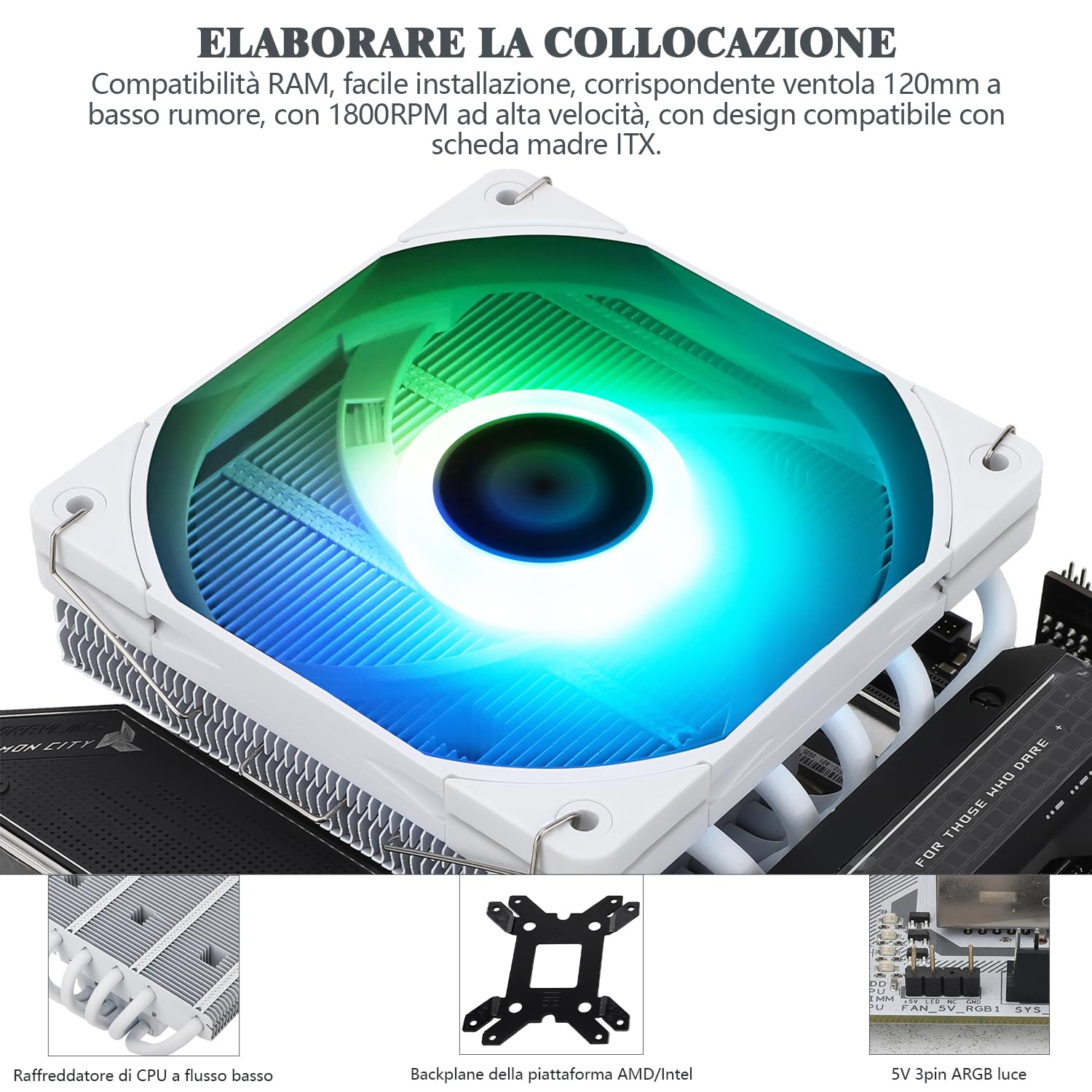 TR AXP120-X67 White ARGB Niskoprofilowy wentylator procesora PWM TL-C12015W-S 120 mm, 6 rur cieplnych, wysokość 67 mm, do AMD AM4 AM5/Intel