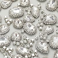 Vista 20 de Diamantes de imitación para coser, Choupee 130 piezas de piedras rojas para coser con base metálica y engaste de garra, formas mixtas, gemas