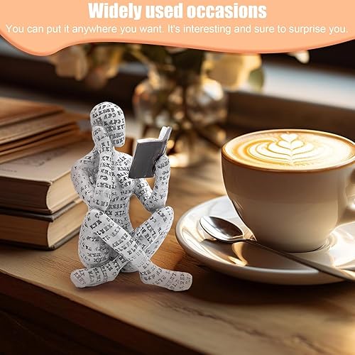Miniatura 2 de Estatuilla de lectura, decoración de estantería, estatua creativa de pensador abstracto, decoración moderna de escritorio para oficina en casa