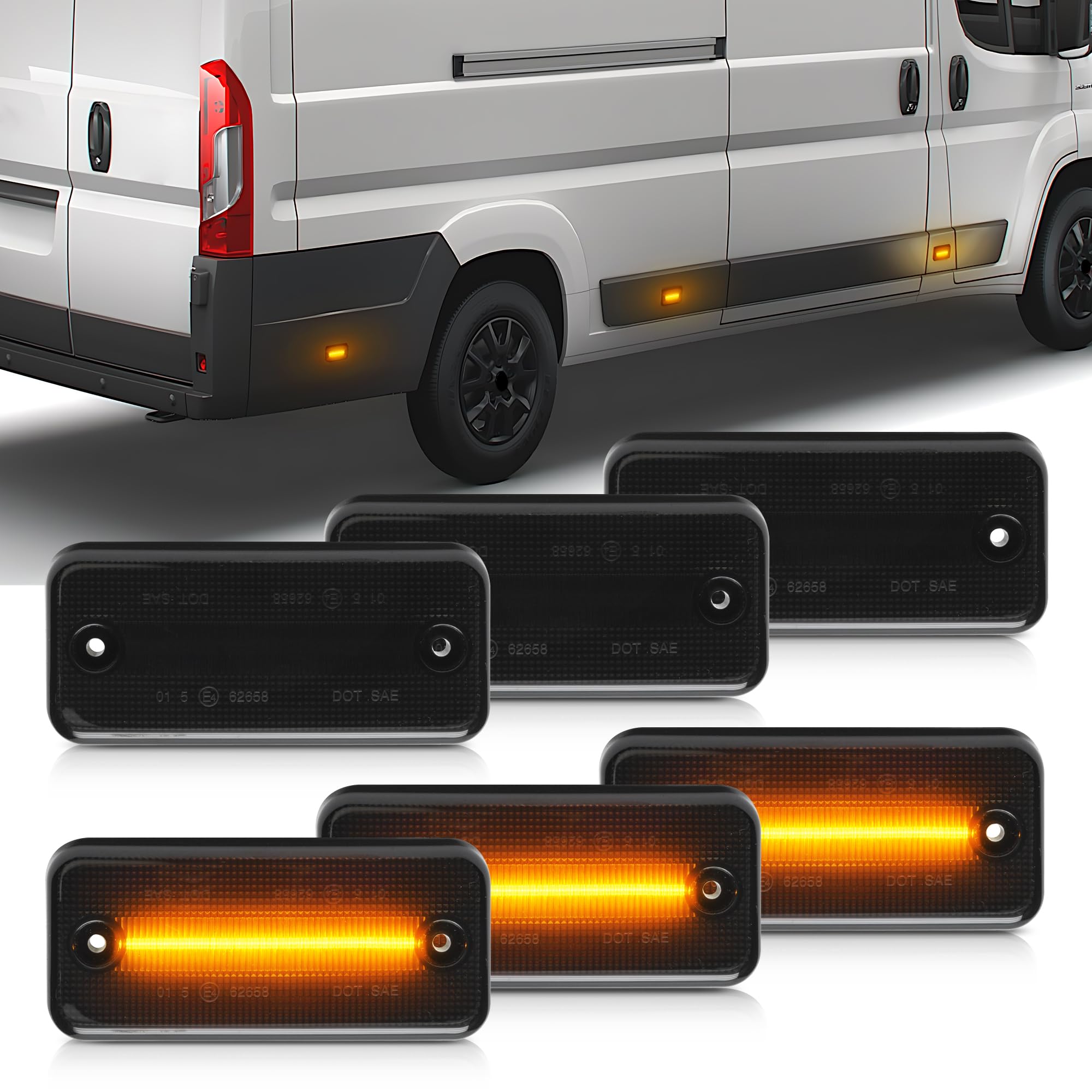 6 pz Ambra Led Liquidazione Indicatore Laterale Indicatori Luce Per Fiat Ducato Citr.oen Jumper Relè Peug.eot Boxer Daily Box Van DAF LFXF CF Fumo Lente LED Segnale di Direzione Lampada