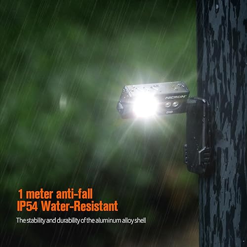 Miniatura 8 de NICRON D10 Linterna EDC Recargable, 500 Lúmenes, 3 Fuentes, Linterna Compacta de Bolsillo RGB con Tira de Lámpara de Cabeza, Base Magnética para