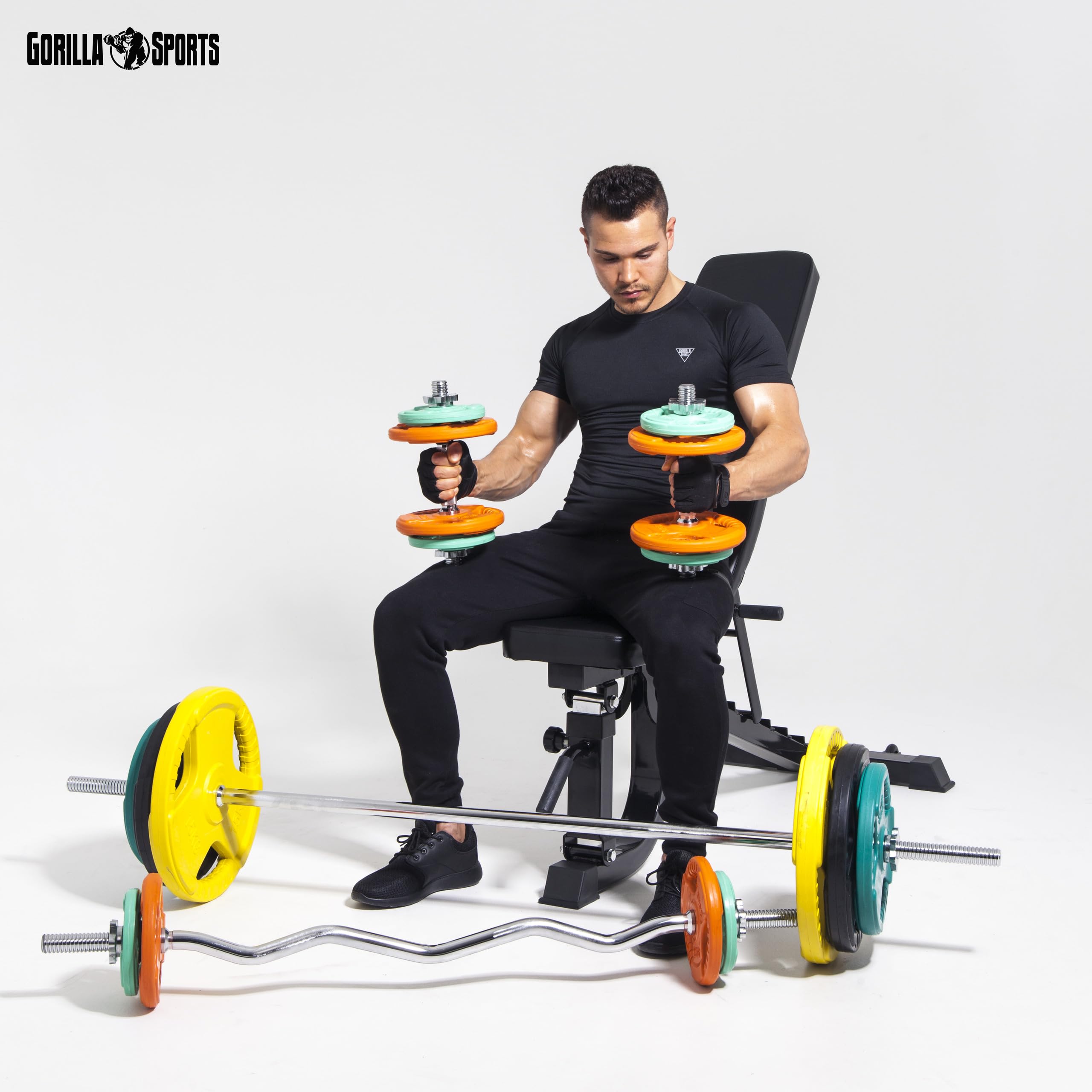 Gorilla Sports® Pesa 50/51 mm Olympia Goma Gripper 1,25 – 25 Kg