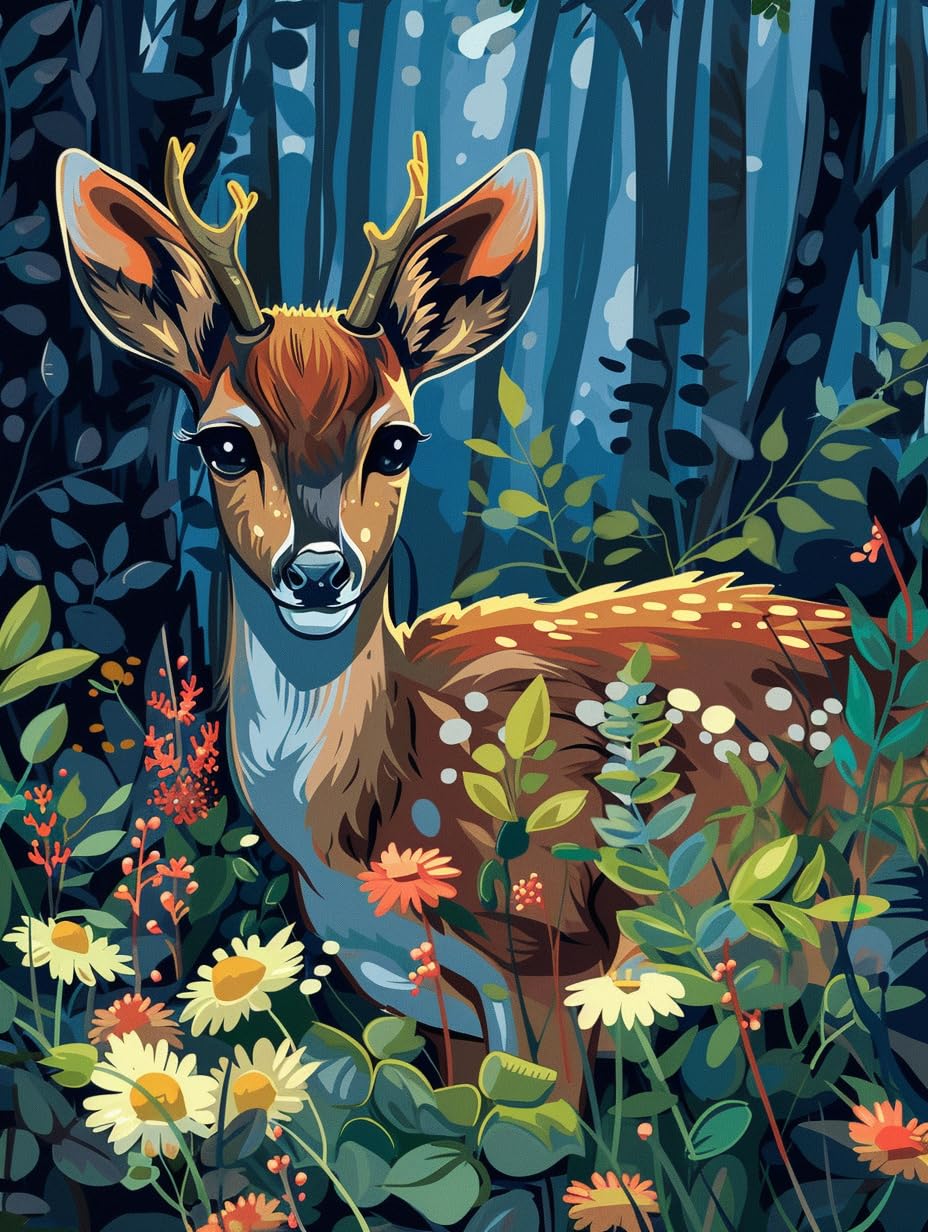 Ginfonr 5D DIY Diamond Art Painting Deer by Number Kits Full Drill for Adults, Paint with Diamonds Art Elk Cross Stitch Embroidery Rhinestone Craft for Home Wall Decor 12x16 Inch4422