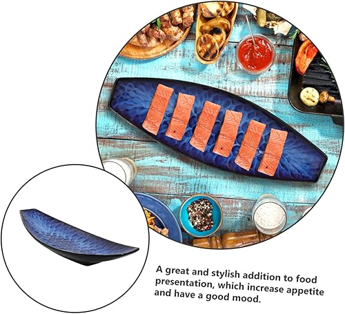 Miniatura 8 de Cabilock 1 plato de barco Sashimi, bandeja de aperitivos, bandeja para servir alimentos, decoración de alimentos, juego de platos de vidrio, placa