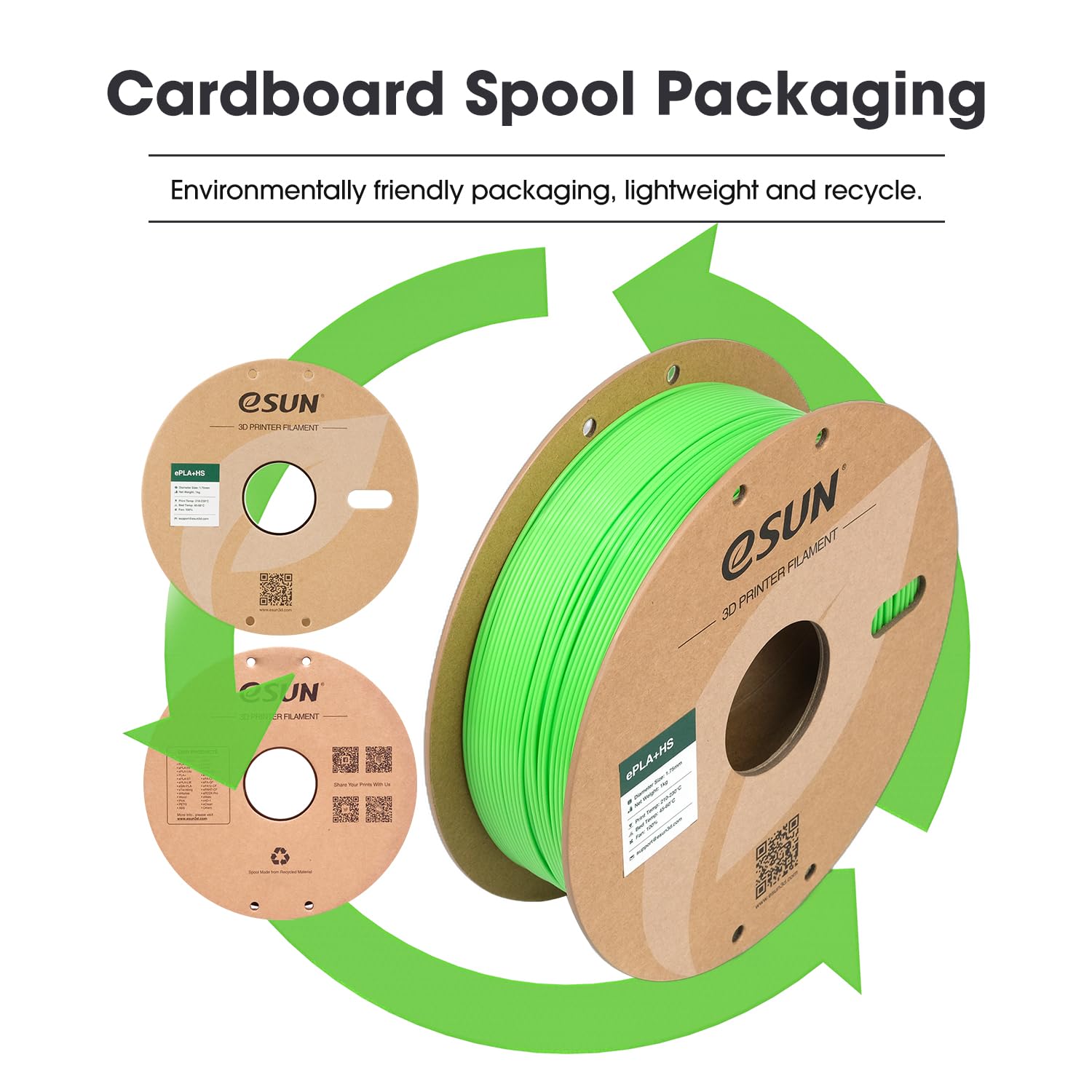 eSUN PLA+ Filamento 1,75 mm, PLA+HS Filamento per stampante 3D ad alta velocità Precisione dimensionale +/- 0,03 mm, bobina da 1 kg (2,2 libbre) per la stampa 3D Speedy, Verde tenue