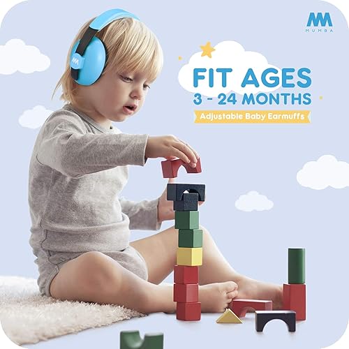 Miniatura 33 de Auriculares con cancelación de ruido para bebés y niños pequeños, orejeras Mumba para bebés, de 3 a 24 meses en adelante Cielo/Amarillo