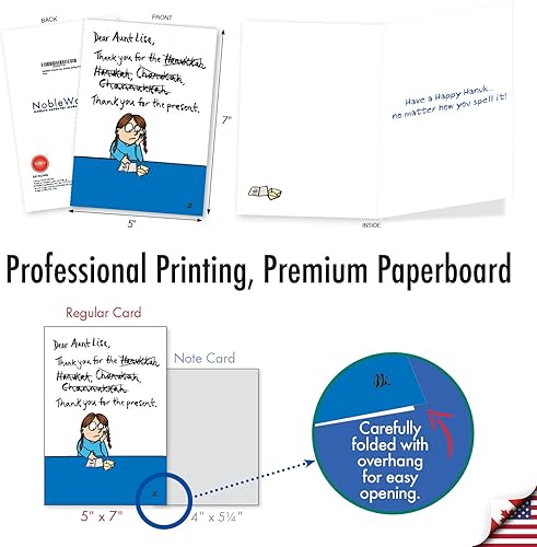 Miniatura 10 de NobleWorks - Divertida tarjeta de felicitación de Janucá con sobre de 5 x 7 pulgadas (1 tarjeta) Tarjeta de notas navideñas judías - Velas de menorá