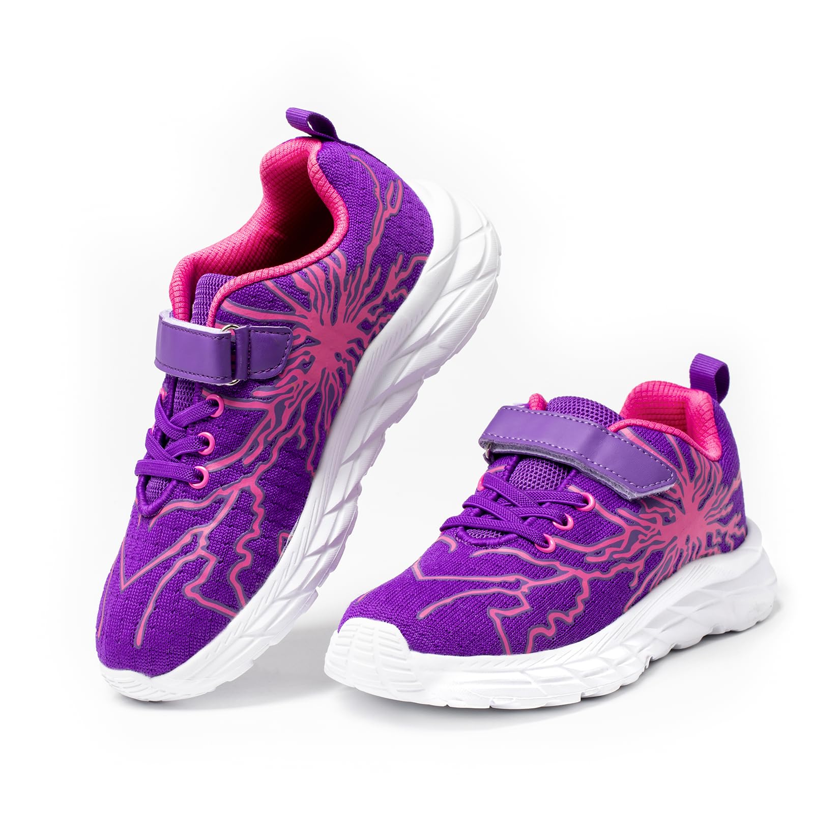 Quanen Electronic Jungen Turnschuhe Blitz Design Atmungsaktive Sportschuhe mit Klettverschluss Leichte Hallenschuhe für Schule Kindergarten Sneaker28-39EU