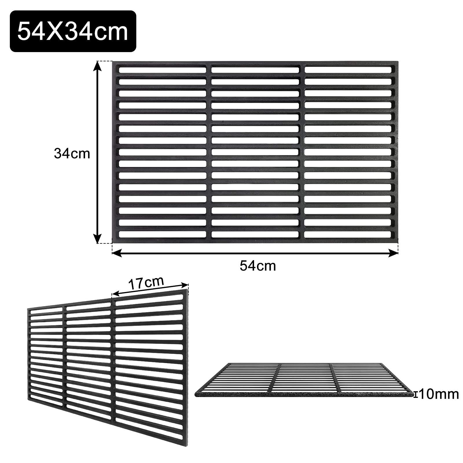 UISEBRT Griglia per barbecue in ghisa smaltata，54 x 34 cm Barbecue Accessori Barbecue per Griglia a Gas Carbone Forno e Griglia Rettangolo