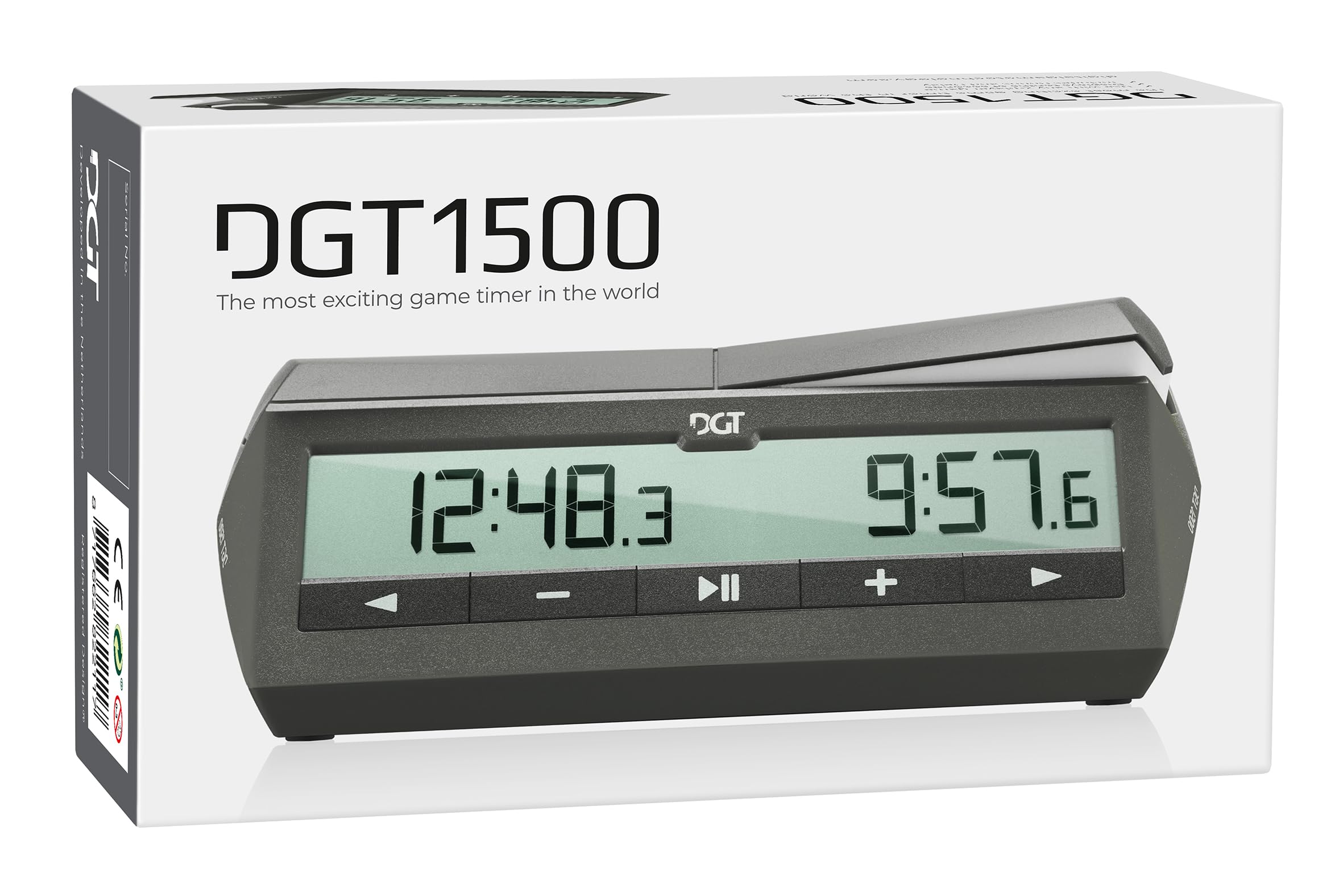 Horloge d'échecs numérique DGT 1500 pour jeux d'échecs rapides (gris)
