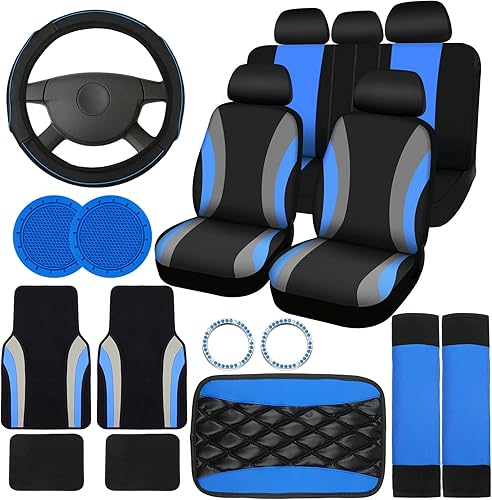 Miniatura 33 de Fabbay Juego completo de 21 fundas de asiento de automóvil, fundas para volante, reposabrazos y cinturón de seguridad, alfombrillas para cinturón
