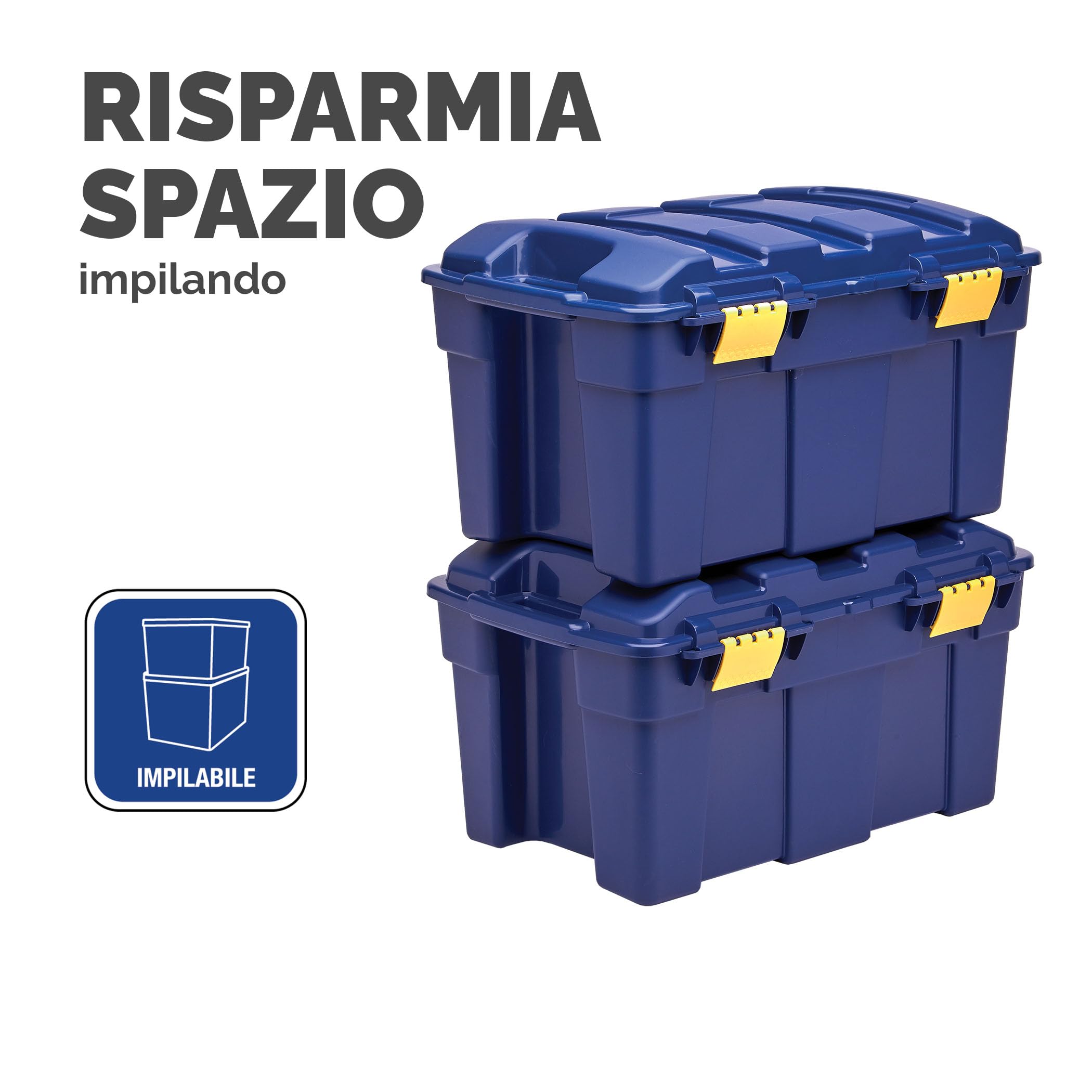Bankers Box 40L scatola porta oggetti in confezione da 3, BPA-Free, in plastica 100% riciclata, impilabile, 33x39x59cm, ideali per organizzare la casa e l'ufficio, coperchio a cerniera