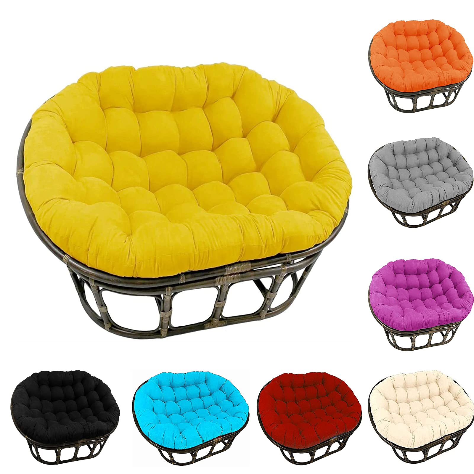 Papasan Chair Cushion,Double Papasan Cushion Outdoor Waterproof,Thicken Papasan Chair Cushion, Papasan Cushion Only, Hanging Basket Chair Cushions,for Patio Garden,Beige,64.9 * 45.2inch
