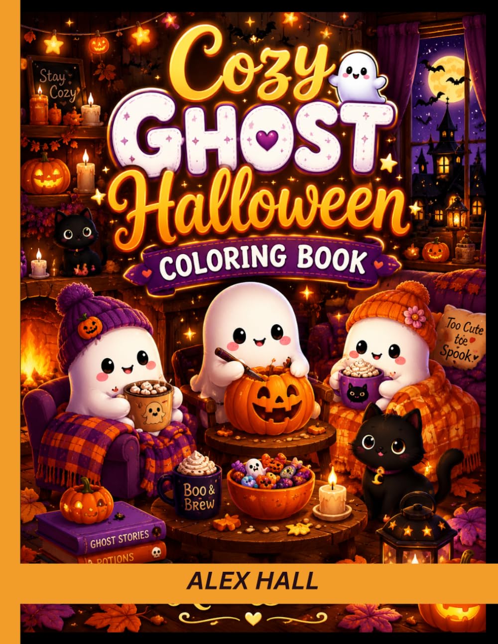 Cozy Ghost Halloween Coloring Book: Sweet Spooky Ghosts, Cozy Autumn Scenes, Cute Pumpkins & Relaxing Halloween Coloring Fun for All Ages