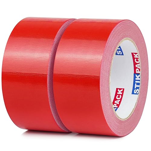 2 rollos de cinta adhesiva roja, cinta adhesiva de color industrial, resistente, 9 mil x 2 pulgadas x 25 yardas, flexible, sin residuos, impermeable
