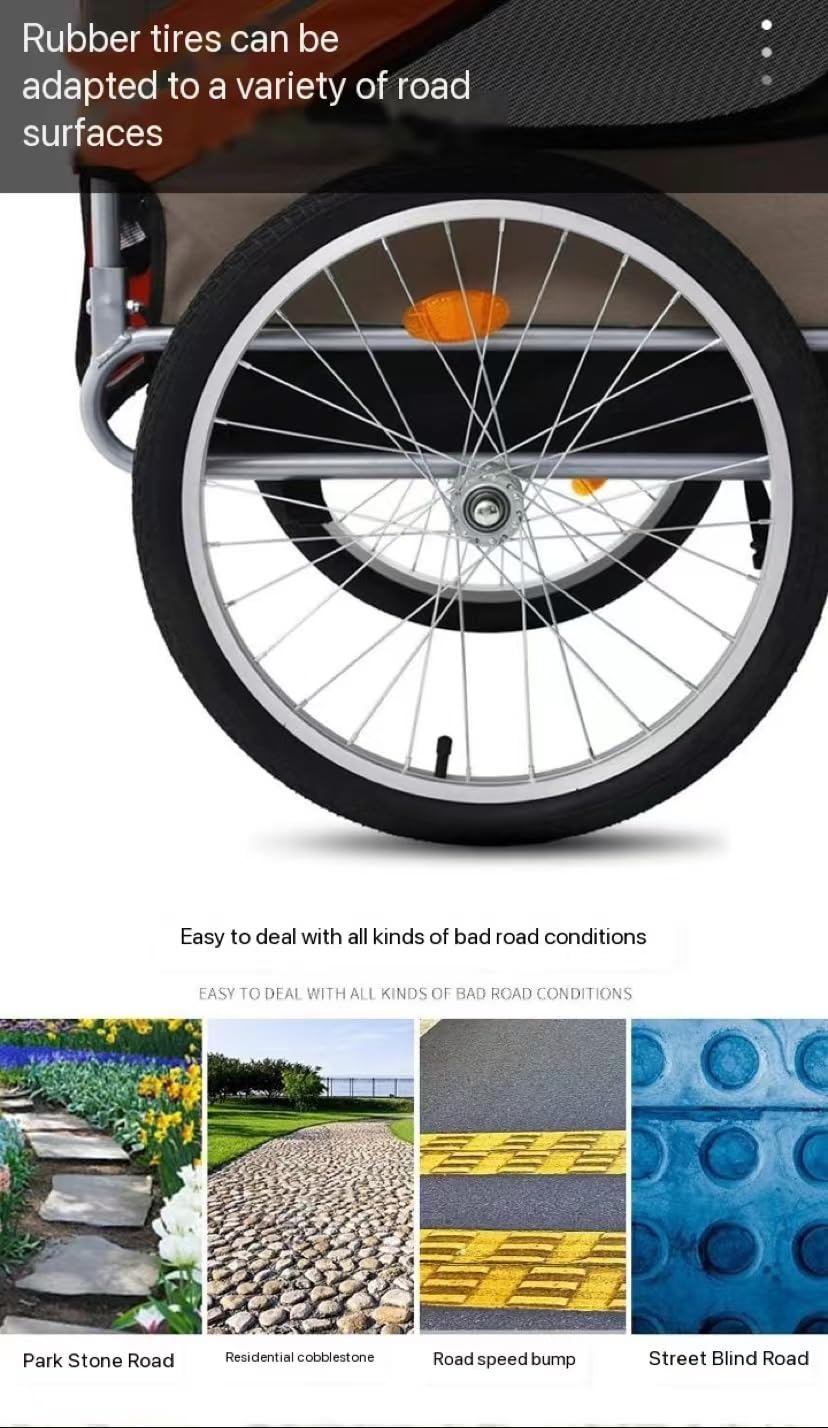 FAXIOAWA Rimorchio per Bici per Cani 2 in 1, Rimorchio per Cani per Passeggino per Animali Domestici per Bicicletta con Attacco Universale, Carrello per Animali Pieghevole per Carro da Bici (C)