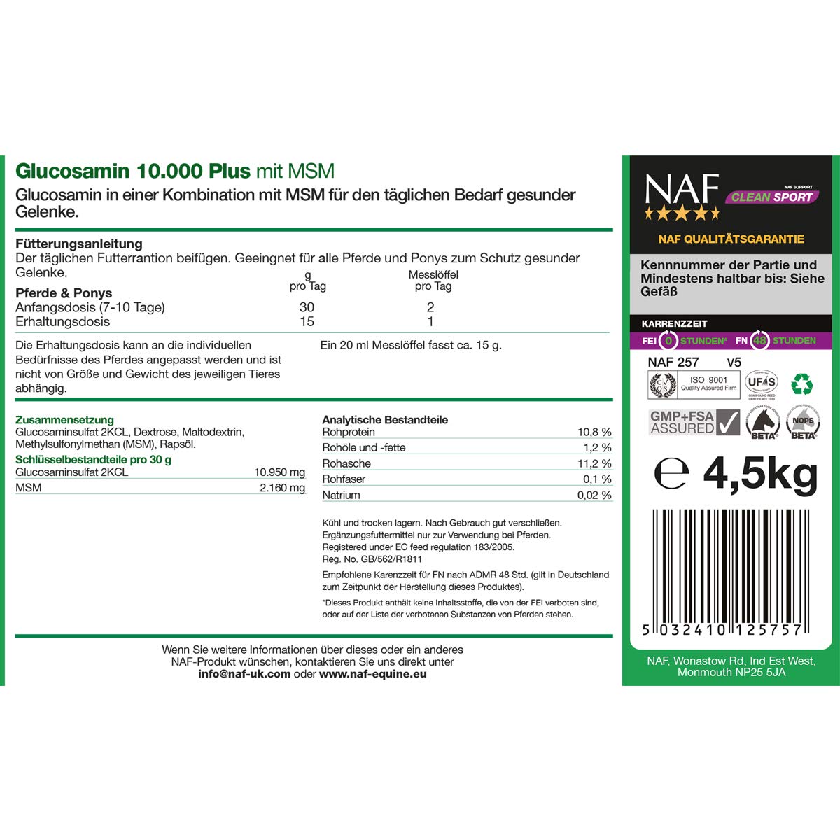 NAF Glucosamine 10000 Plus - 4,5 kg